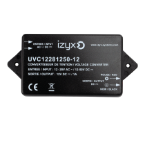 Convertisseur de tension : In 12-24V AC ou 12-50V DC / Out 12V DC 1A